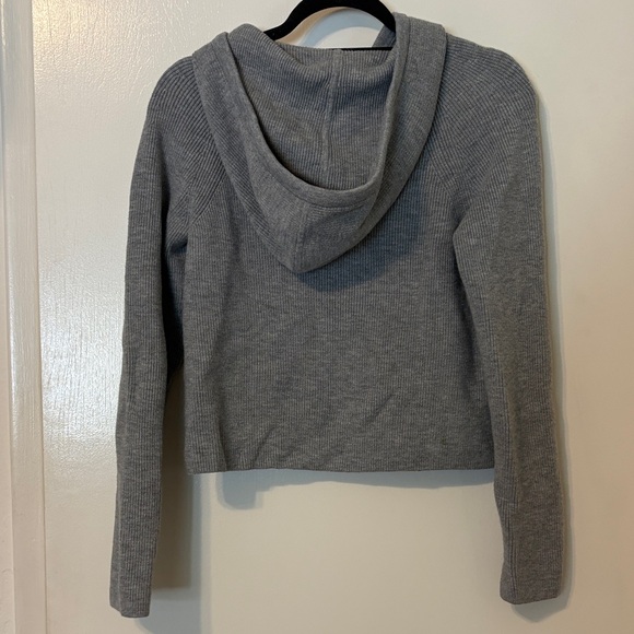 Gray Ribbed Hoodie Sweater - Picture 4 of 4